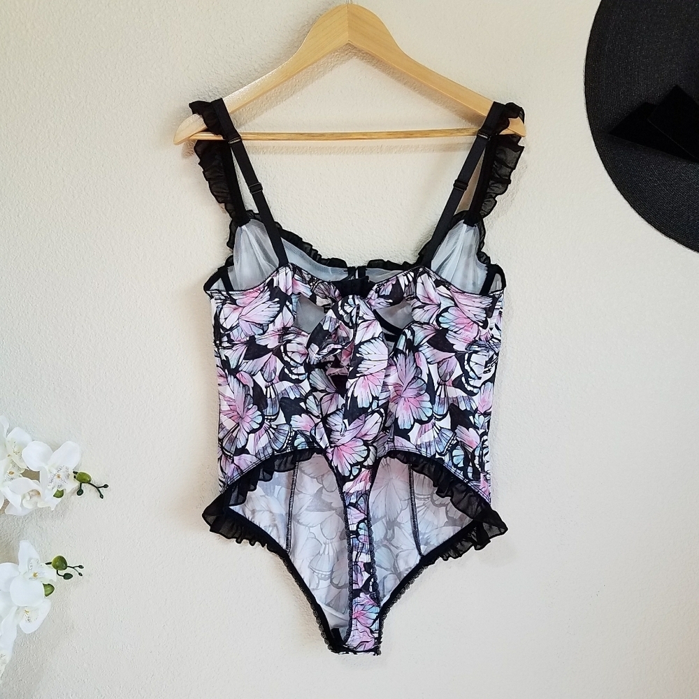 Torrid Curves Satin Ruffle Bodysuit - Picture 3 of 11